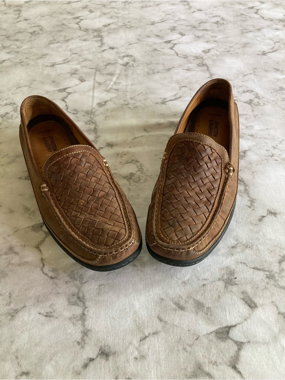 Johnston & Murphy Men's Woven Leather Loafers in Brown